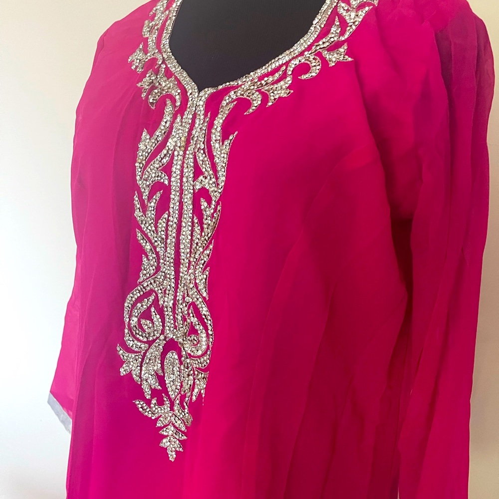 SOLD ❌ Hot Pink Embellished  long Indian Tunic  46